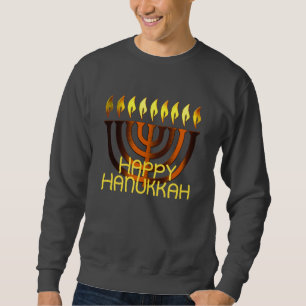 Sweatshirt Joyeuse rouille de cuivre Hanoukka Menorah