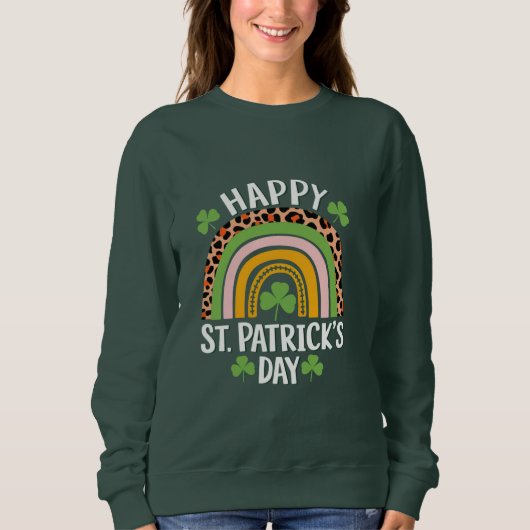Sweatshirt Joyeuse Saint Patrick journée Arc-en-ciel Trèfle (Devant)