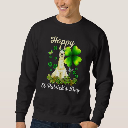Sweatshirt Joyeuse St Patrick Llama Shamrock Vert Joyeux S (Devant)