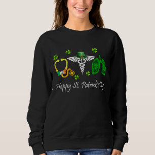 Sweatshirt Joyeuse St Patrick's Day Stethoscope Symbole Poumo