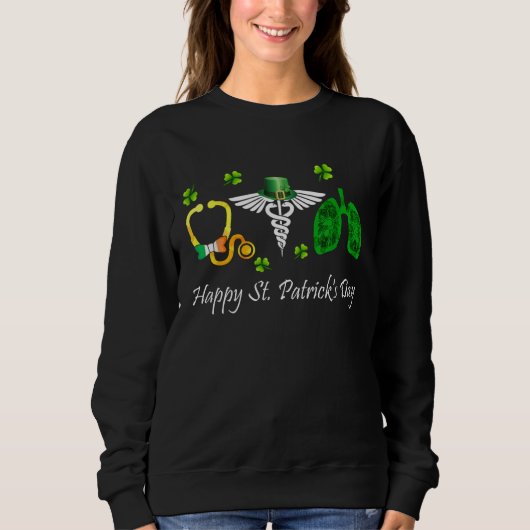 Sweatshirt Joyeuse St Patrick's Day Stethoscope Symbole Poumo (Devant)