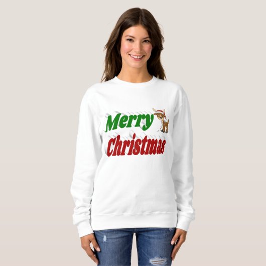 Sweatshirt Joyeuse typographie de Christmas Reindeer (Devant entier)