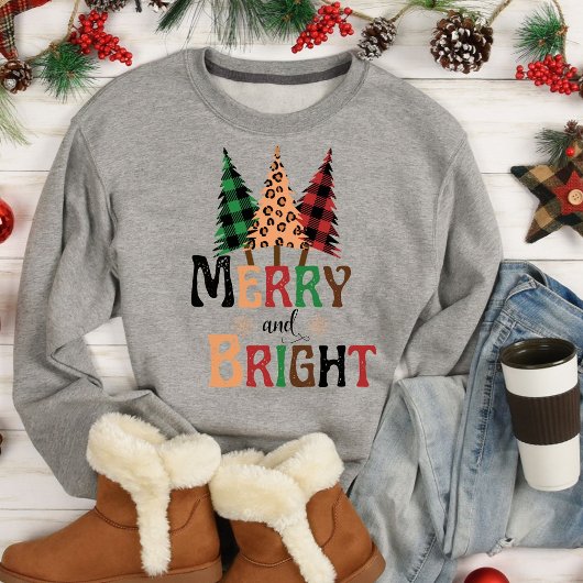Sweatshirt Joyeuses et brillantes fêtes de Noël Arbres de sue