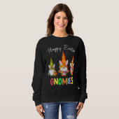 Sweatshirt Joyeuses Gnomies de Pâques Amusantes Gnomes Bunnie (Devant entier)