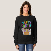 Sweatshirt Joyeuses Pâques 2025 Œufs Lapin Mignon (Devant entier)