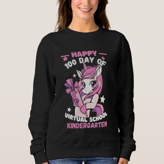 Sweatshirt Joyeux 100 Jours De Virtual Kindergarten Teacher U (Devant)