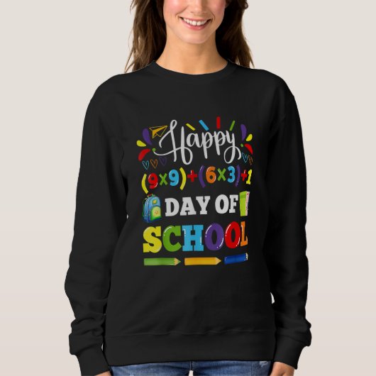 Sweatshirt Joyeux 100e jour d'école professeur de mathématiqu (Devant)