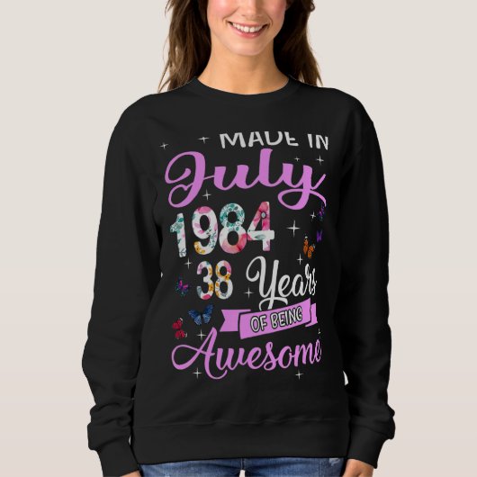 Sweatshirt Joyeux 38ème Anniversaire Fait En Juillet 1984 38 (Devant)