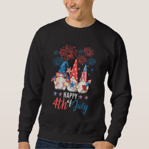 Sweatshirt Joyeux 4 juillet Gnome Love American Flag
