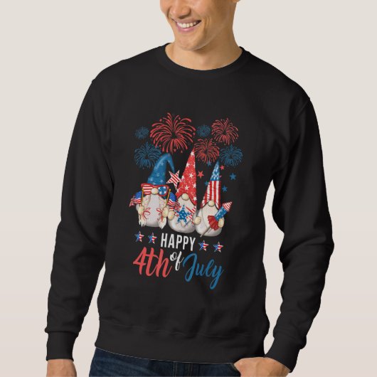 Sweatshirt Joyeux 4 juillet Gnome Love American Flag (Devant)