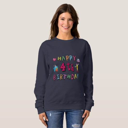 Sweatshirt Joyeux 4e anniversaire de Birthday 4 year b-day wi (Devant entier)