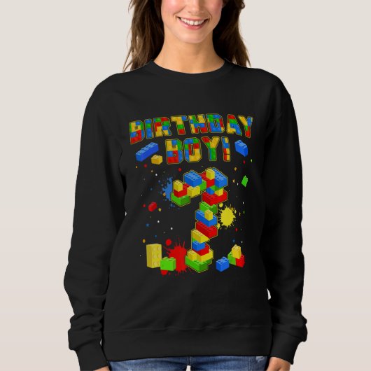 Sweatshirt Joyeux 7e anniversaire 7 ans bloc de construction (Devant)