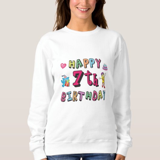 Sweatshirt Joyeux 7e anniversaire 7 ans souhaits (Devant)