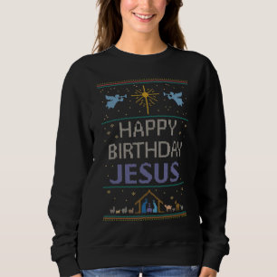 Sweatshirt Joyeux anniversaire Jésus Noël Purple Christian