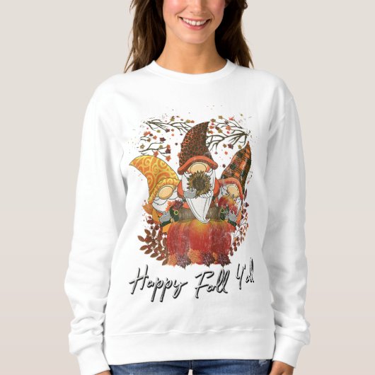 Sweatshirt Joyeux automne Y'all Jardin des femmes Gnome Leopa (Devant)