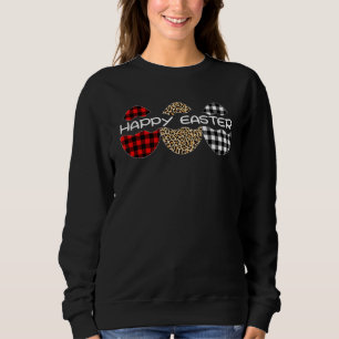 Sweatshirt Joyeux Bison de Pâques Léopard Plaid Chasse aux Oe
