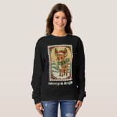 Sweatshirt Joyeux & Bright Reindee Timbre Postage de Noël (Devant entier)