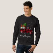 Sweatshirt Joyeux Buffalo de Noël Plaid Camion Rouge Arbre et (Devant entier)