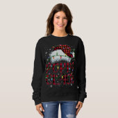 Sweatshirt Joyeux Buffalo de Noël Plaid Red Santa Hat Poppa (Devant entier)