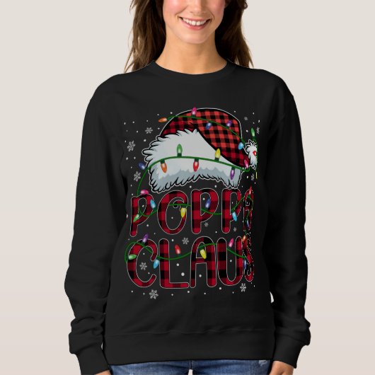 Sweatshirt Joyeux Buffalo de Noël Plaid Red Santa Hat Poppa (Devant)