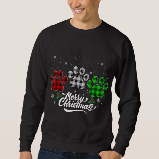 Sweatshirt Joyeux Buffalo de Noël Plaid Rouge Blanc Vert Chie (Devant)