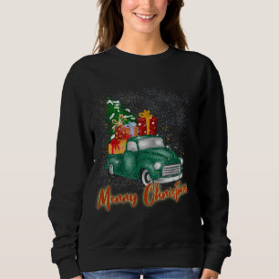 Sweatshirt Joyeux Camion rouge Noël avec des présentations d'