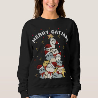 Sweatshirt Joyeux Catmas Chat Mountain sapin de Noël pas laid