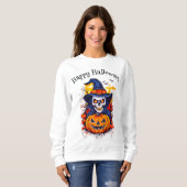 Sweatshirt Joyeux chauves-souris Citrouille de sorcière Hallo (Devant entier)