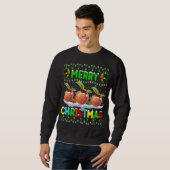 Sweatshirt Joyeux Christ de Noël Pêche Fruit Éclairage Santa (Devant entier)