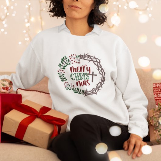 Sweatshirt Joyeux CHRISTmas Wreath Christian Ladies