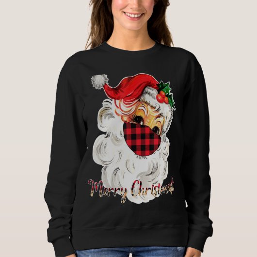 Sweatshirt Joyeux Christmasque Père Noël Porte-Visage Buffalo (Devant)
