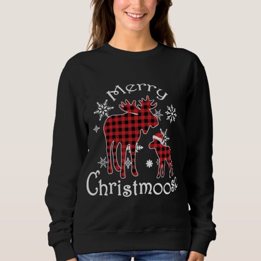 Sweatshirt Joyeux Christmoose Moose Buffalo Red Plaid Christm (Devant)
