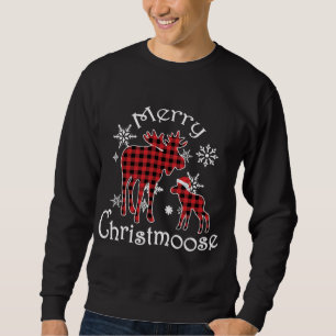 Sweatshirt Joyeux Christmoose Moose Buffalo Red Plaid Christm