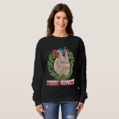 Sweatshirt Joyeux Cluckmas - Poule de Noël (Devant entier)