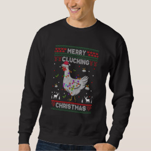 Sweatshirt Joyeux Clucs de Noël Poulet Père Noël Pun laide X