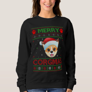 Sweatshirt Joyeux Corgmas Santa Chapeau Corgi Laid Christ