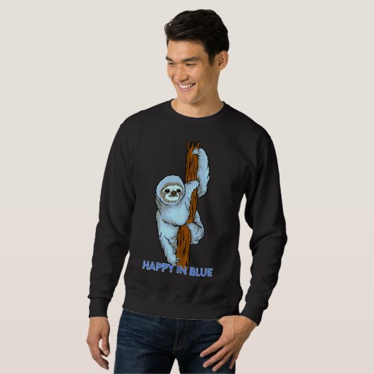 Sweatshirt Joyeux dans Blue Blue Sloth Hanging (Devant entier)
