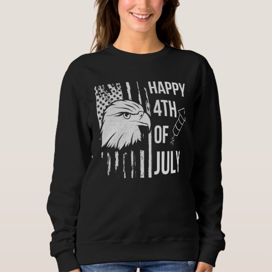 Sweatshirt Joyeux drapeau 4 juillet aigle patriotique américa (Devant)