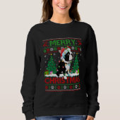 Sweatshirt Joyeux éclairage de Noël laide Boston Terrier Chri (Devant)