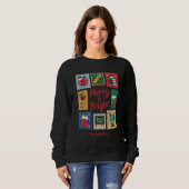Sweatshirt Joyeux et brillant enseignant de Noël Collage noir (Devant entier)