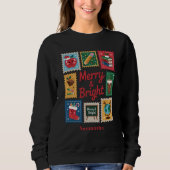 Sweatshirt Joyeux et brillant enseignant de Noël Collage noir (Devant)