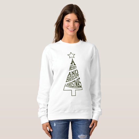 Sweatshirt Joyeux et sapin de Noël vert (Devant entier)