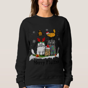 Sweatshirt Joyeux Fluffmas Drôle Chat Fluffeux Noël Lumières