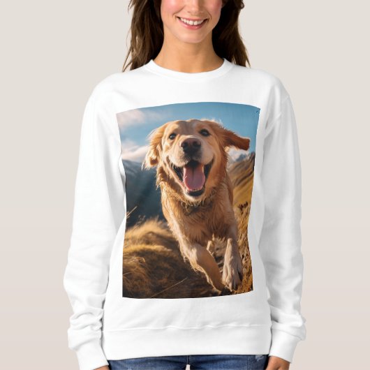 Sweatshirt Joyeux Golden Retriever en cours (Devant)