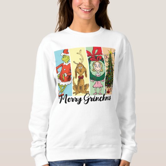 Sweatshirt Joyeux Grinchmas Collage de Fêtes (Devant)