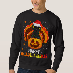 Sweatshirt Joyeux Hallothanksmas Amoureux des chats noir Père