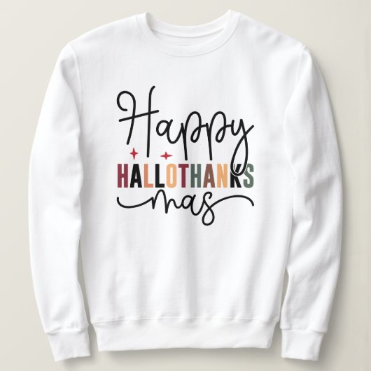 Sweatshirt Joyeux Hallothanksmas Script moderne Joyeux Noël (Design devant)