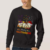 Sweatshirt Joyeux Hallothanksmas Softball Halloween Et Christ (Devant)