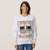 Sweatshirt Joyeux Halloween Chats Noirs Douceur moche Faux Kn (Devant entier)