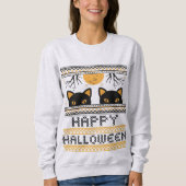 Sweatshirt Joyeux Halloween Chats Noirs Douceur moche Faux Kn (Devant)